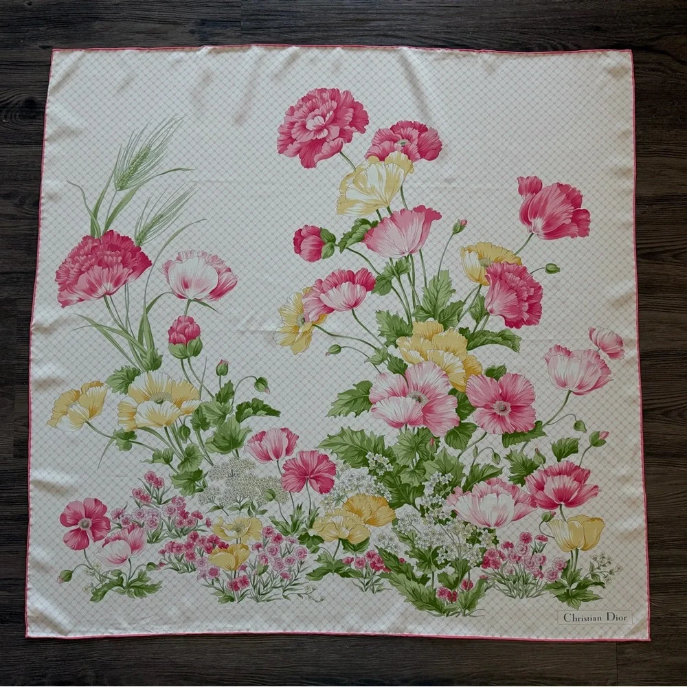 Christian Dior Floral Silk Scarf